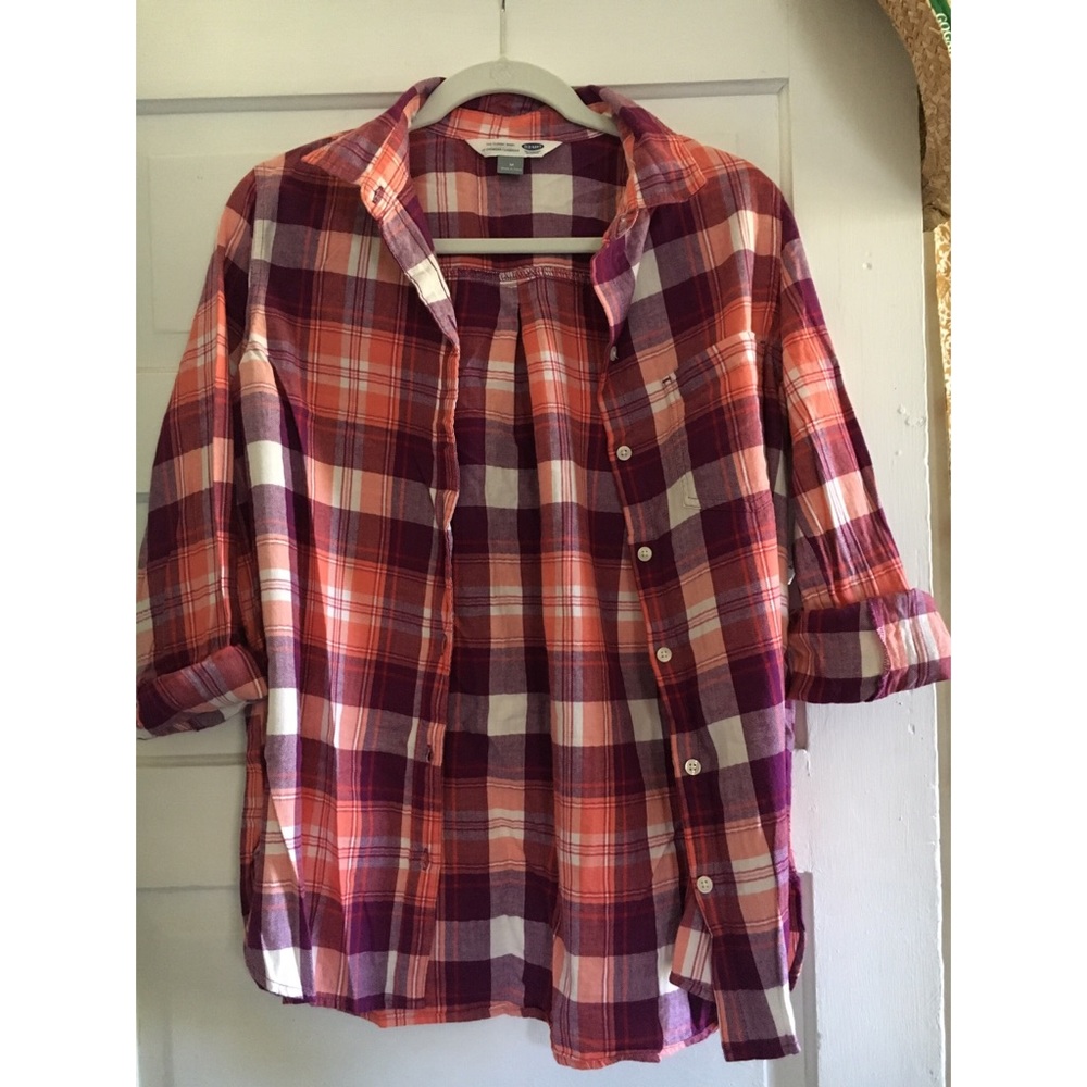 Magenta and orange flannel